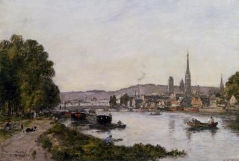 Eugene Boudin : Rouen, View over the River Seine